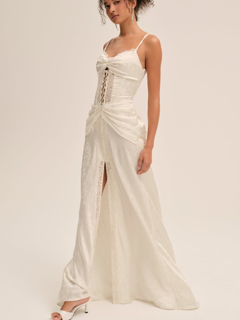 For Love and Lemons Silk Ophelia Ivory Gown Size 2